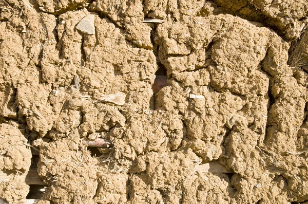 Alte Wand Mit Orangefarbenem Schlamm Verputzt — Stockfoto