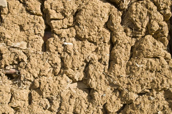 Alte Wand mit Lehm verputzt — Stockfoto