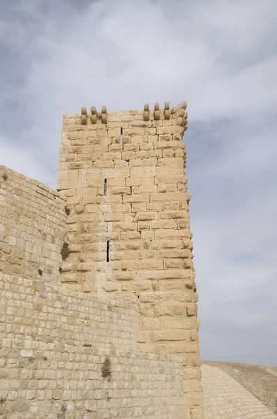 Turm Einer Festung Shoubak Montreal Mit Arabischer Inschrift Jorda — Stockfoto