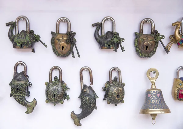 Old metal padlocks with shape of animals, Petra, Jorda