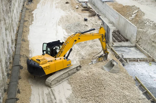 Excavadora Seguimiento Con Martillo Hidráulico Construcción Cubo Nuevo Roa — Foto de Stock