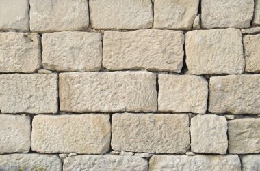 Eski kabartma Ekru kireçtaşı duvar closeu