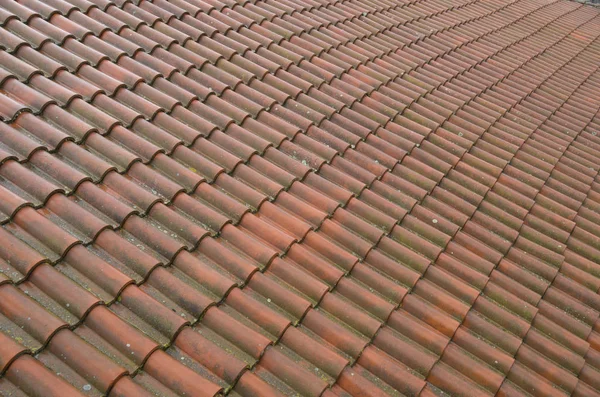 Nuovo tetto con piastrelle di ceramica bagnata — Foto Stock