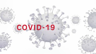 Corona virüsü COVID-19 virüs SARS-CoV-2 konsepti - Coronavirus influenza arka planı tehlikeli grip vakaları olarak pandemik tıbbi risk Microscope virüsü - 3D