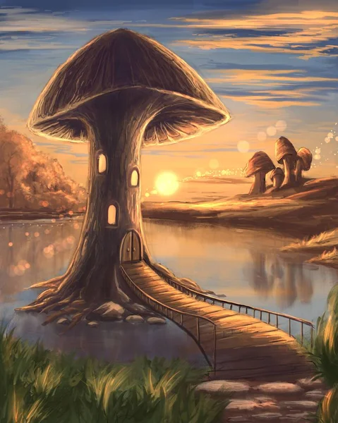 Torre Cogumelos Pôr Sol — Fotografia de Stock