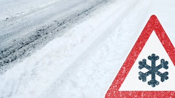 Condução Inverno Cautela Risco Neve Gelo — Fotografia de Stock