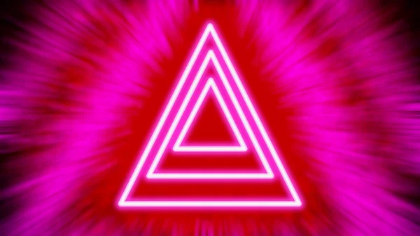 Drie Gloeiende Neon Achtige Lichtobjecten Die Versnellen Door Een Driehoekige — Stockfoto