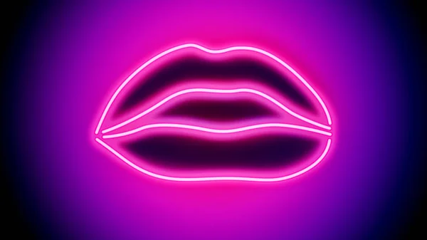 Shapely Zmysłowy Neon Lips Cyfrowo Generowany Obraz Zdjęcie Stockowe