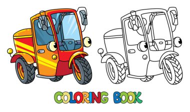 Komik küçük scooter veya araba ile boyama kitabı gözleri