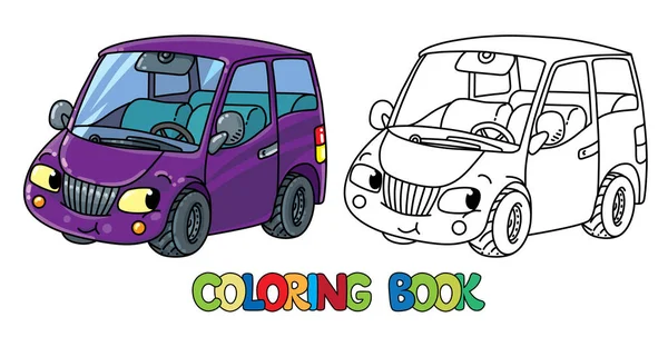 Grappige kleine auto met ogen. Kleurboek — Stockvector