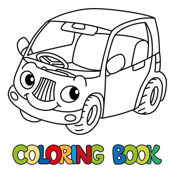 Pequeño coche divertido con ojos. Libro para colorear — Archivo Imágenes Vectoriales