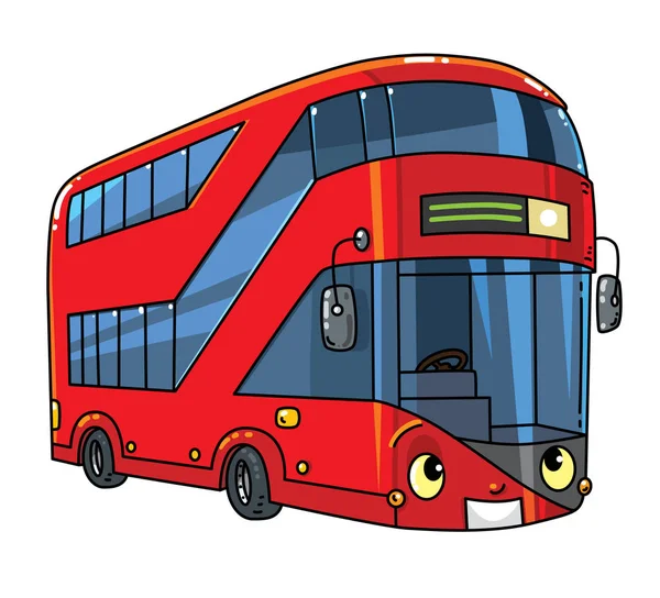 Roliga London tvåvåningsbuss röd buss med ögon — Stock vektor