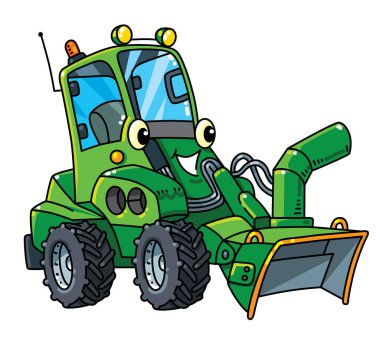 Funny small snowthrower car with eyes and mouth clipart