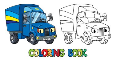 Komik küçük yazı araba gözleri olan. Boyama kitabı