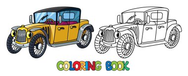 Gözleri olan komik bir retro araba. Boyama kitabı