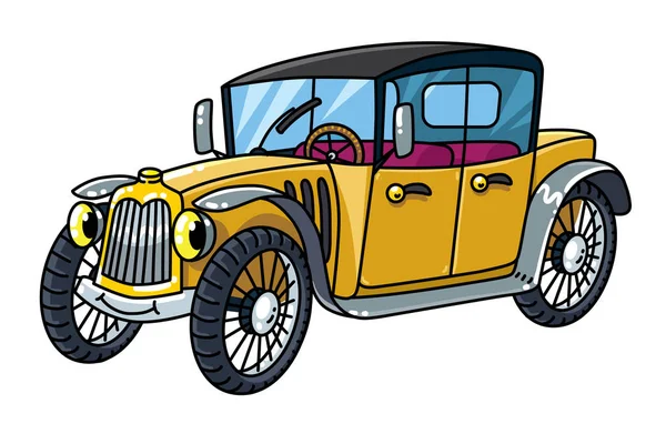 Grappige kleine retro vintage auto met ogen. — Stockvector