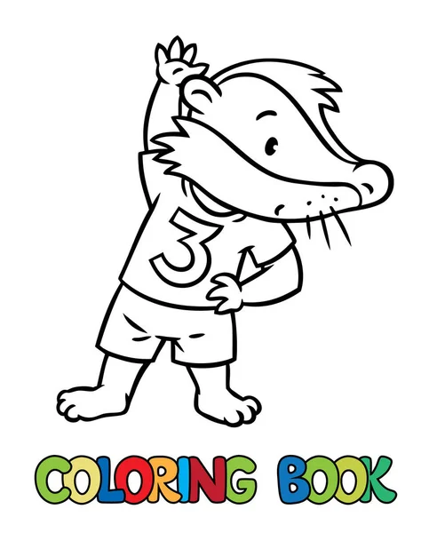 Little funny badger doing exercises. Coloring book — Stock Illustration Little funny badger doing exercises. Coloring book Royalty Free Stock Illustrations