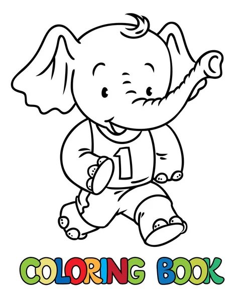 Running little baby elephant. Coloring book. Sport — Stock Illustration Running little baby elephant. Coloring book. Sport Stock Illustration