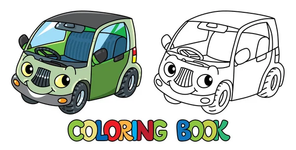 Grappige kleine auto met ogen. Kleurboek — Stockvector