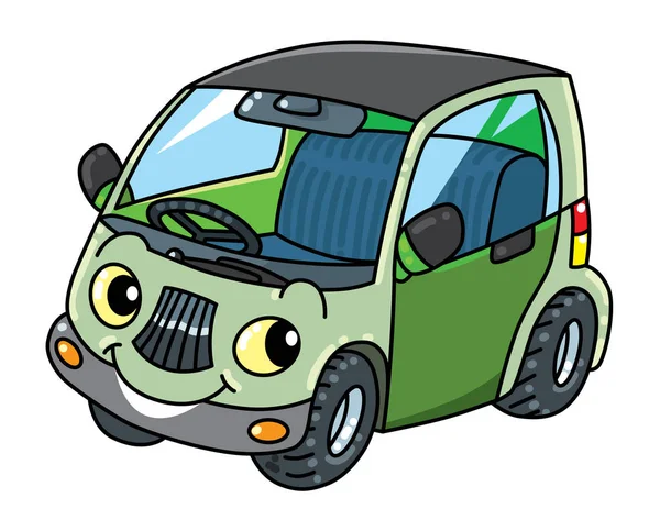 Grappige kleine auto met ogen vectorillustratie — Stockvector