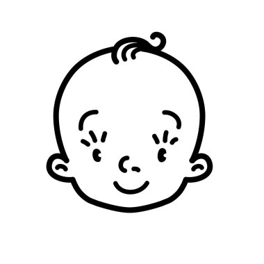 Bebek simgesi. Küçük erkek ya da kız yüzü. Çizgi çizme