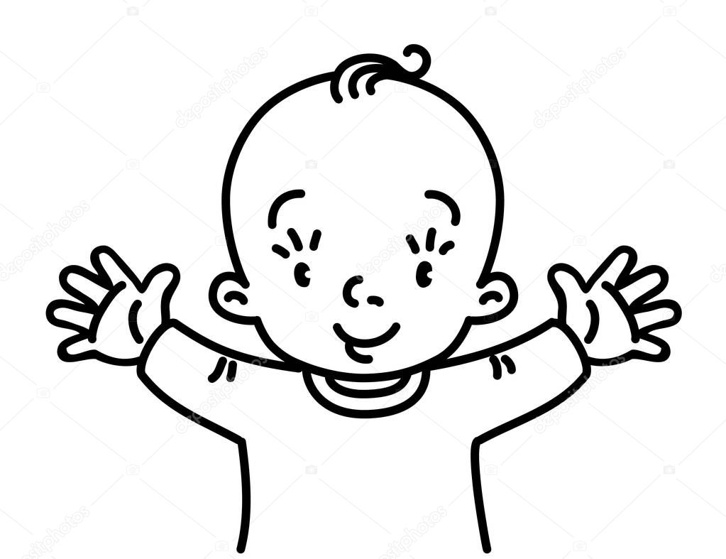 Baby Design Template Funny Small Boy Or Girl With Open Arms Children Vector Illustration Premium Vector In Adobe Illustrator Ai Ai Format Encapsulated Postscript Eps Eps Format