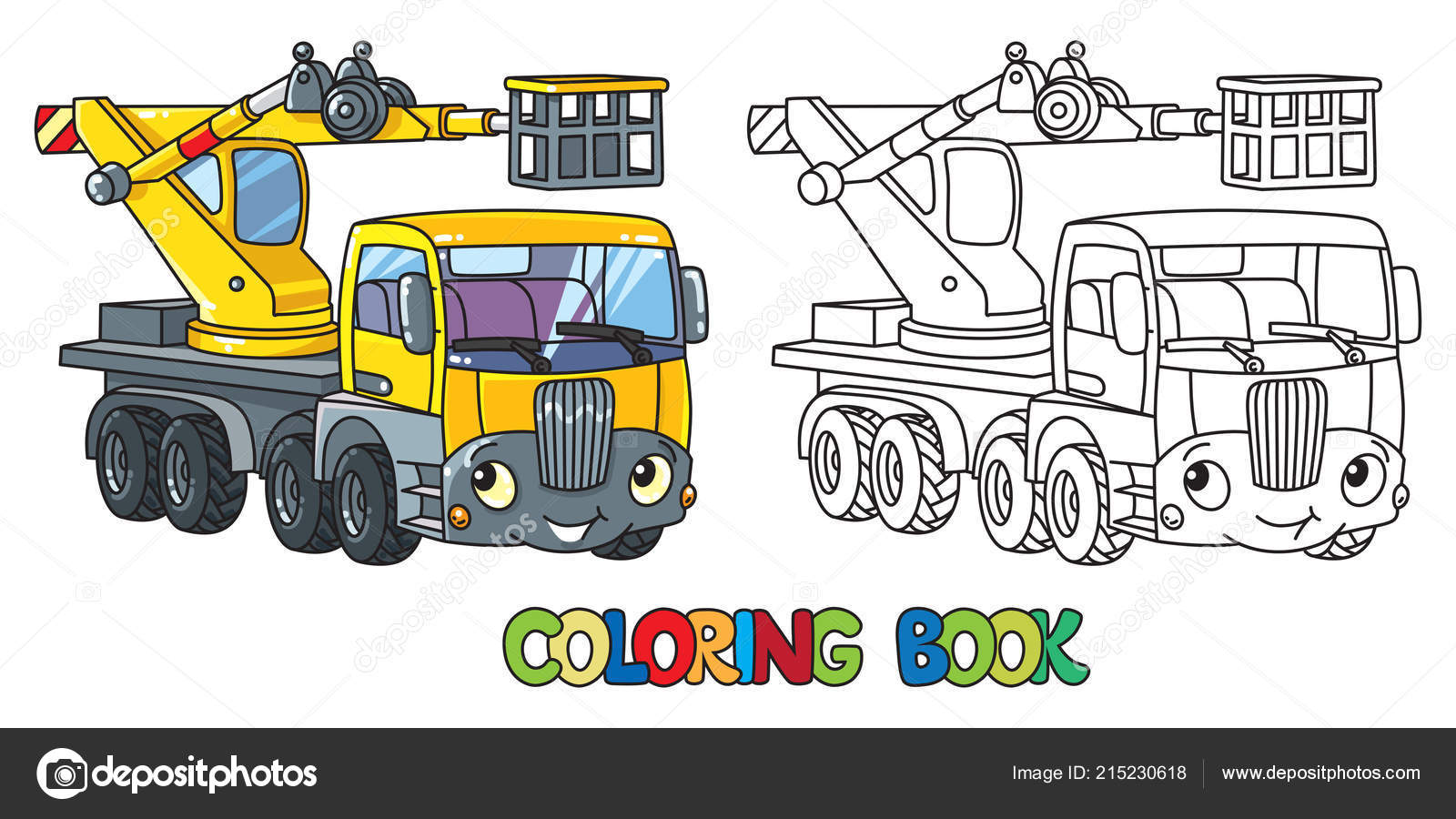 有趣的伸缩臂升降车。着色书图库矢量图©passengerz 215230618, image size:1600x900