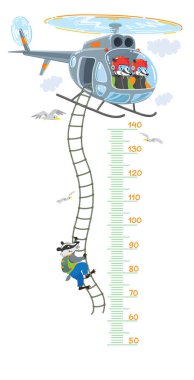 Helicopter with badgers meter wall or height chart clipart
