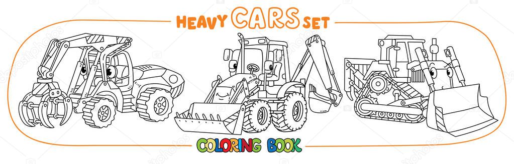 Funny heavy machinery transport coloring book set
