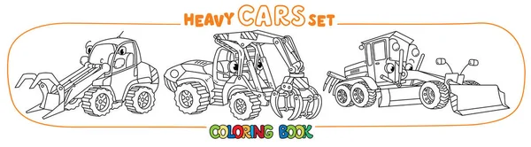 Juego de libros para colorear de transporte de maquinaria pesada divertida — Vector de stock