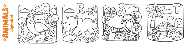 Alfabeto animal ou ABC. Conjunto de livros para colorir — Vetor de Stock