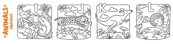 Alfabeto de animales o ABC. Libro para colorear conjunto — Vector de stock