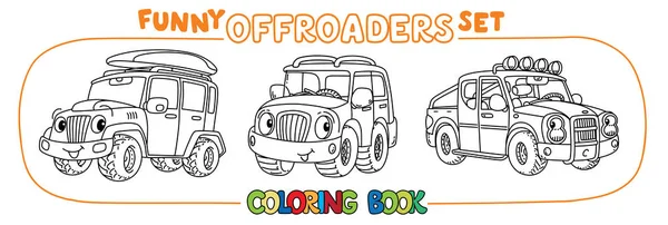 Carro engraçado Buggy ou outroader conjunto de livros para colorir. —  Vetores de Stock