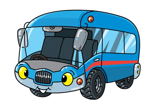 Komik küçük otobüs ya da van gözlü — Stok Vektör
