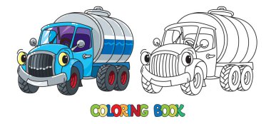 Komik küçük süt kamyonu gözleri olan. Boyama kitabı