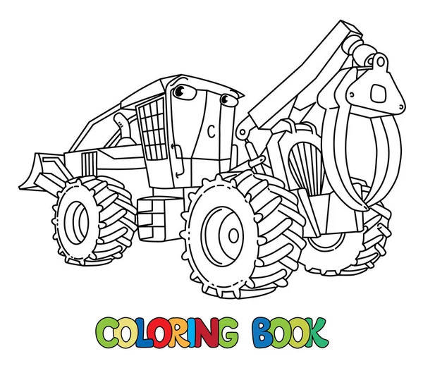 Carro skidder engraçado com olhos livro de colorir —  Vetores de Stock