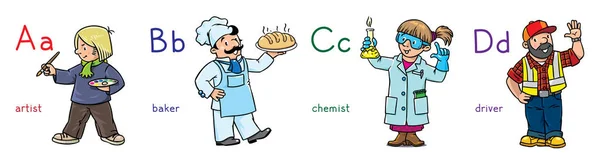 Επάγγελμα Σειρά Του Abc Σύνολο Αστεία Καλλιτέχνης Φούρναρης Χημικός Και — Διανυσματικό Αρχείο