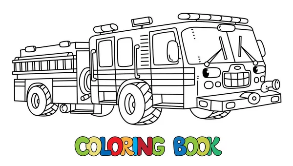 Brandweerwagen of brandweerauto met ogen Kleurboek — Stockvector