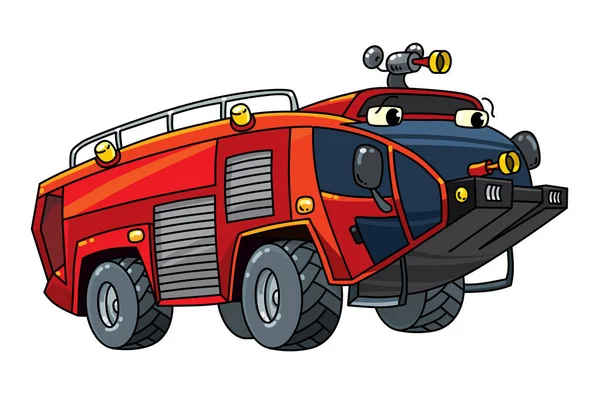 Пожежна машина або пожежний двигун з очима — стоковий вектор