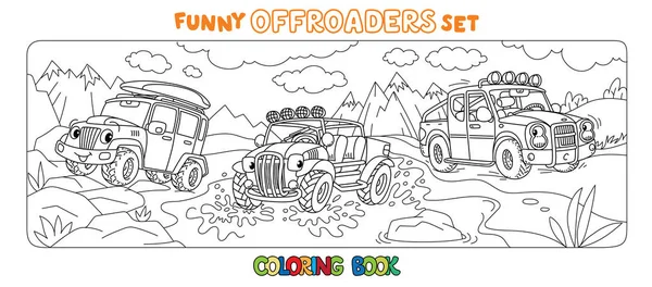 Funny Buggy coche o outroader libro para colorear conjunto. — Vector de stock