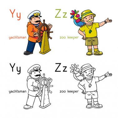 Abc meslekler boyama kitabı seti İngilizce alfabe