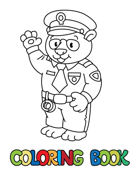 Panda policjanta kolorowanka. Alfabet zwierząt P — Wektor stockowy