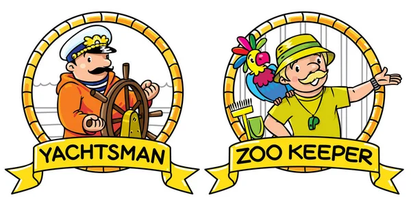 Profesiones ABC establecidas. Navegante y guardián del zoológico — Archivo Imágenes Vectoriales