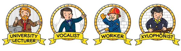 Abc meslekleri ayarlandı. Öğretim üyesi, vokalist, işçi, ksilofonist.