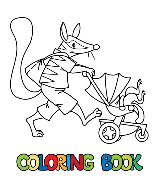 Numbat bambinaia ABC libro da colorare. Alfabeto N — Vettoriale Stock