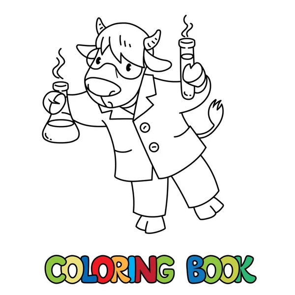 Químico de vacas ABC libro para colorear. Alfabeto C — Archivo Imágenes Vectoriales