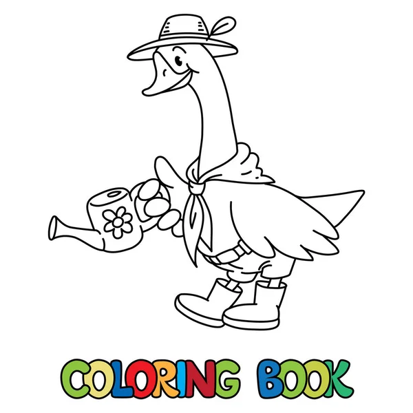 Jardineiro de ganso ABC livro para colorir. Alfabeto G —  Vetores de Stock