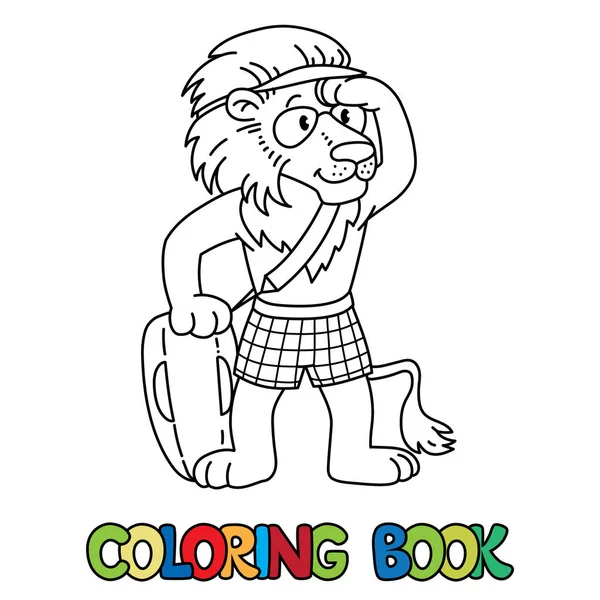 León salvavidas ABC libro para colorear Alfabeto L — Vector de stock