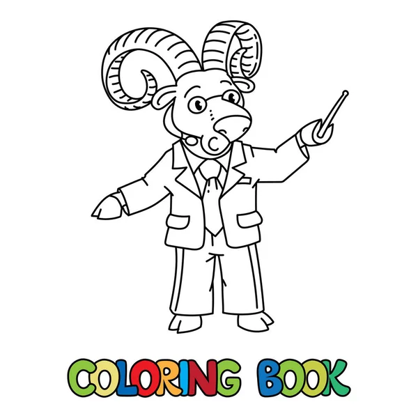 Urial o ram profesor universitario ABC libro para colorear — Vector de stock