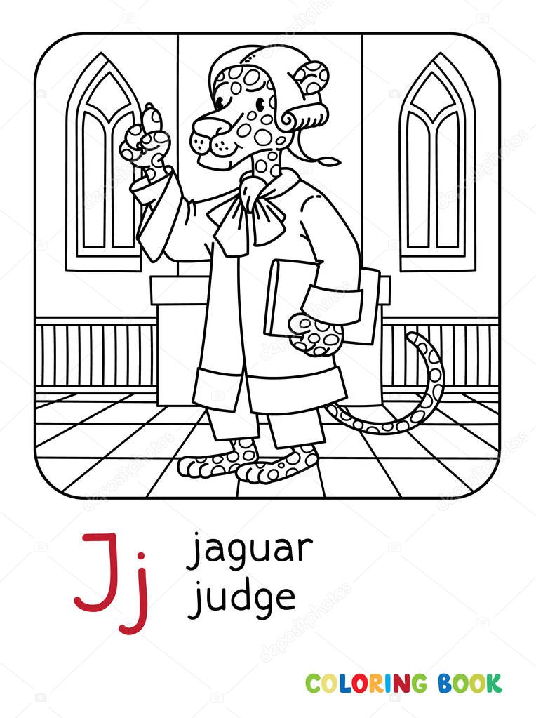 Jaguar judge ABC coloring book Alphabet J